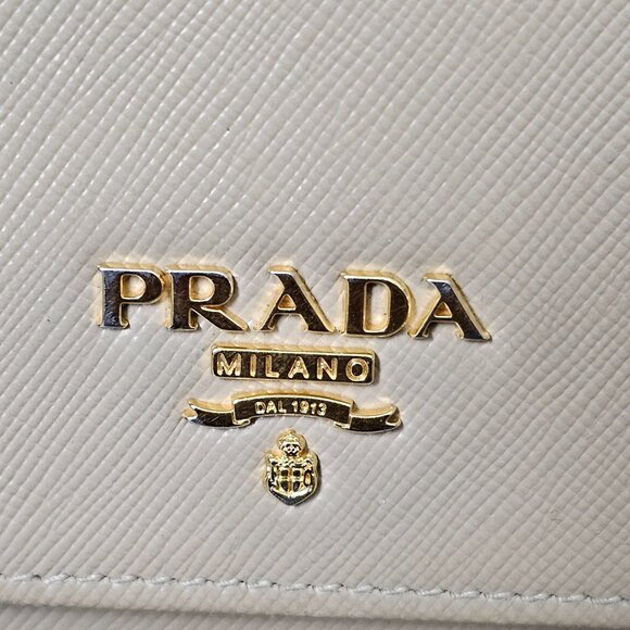 Prada Milano Saffiano Leather Logo Flap Snap Beige Long Continental Wallet - Picture 2 of 11